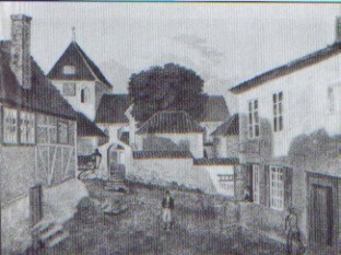 Kirken og to av gravkapellene, tegning ca. 1820