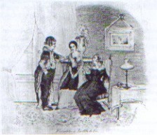 Ida mellom mor og far, tegnet av broren Hjalmar 1841, ett år etter Idas død.